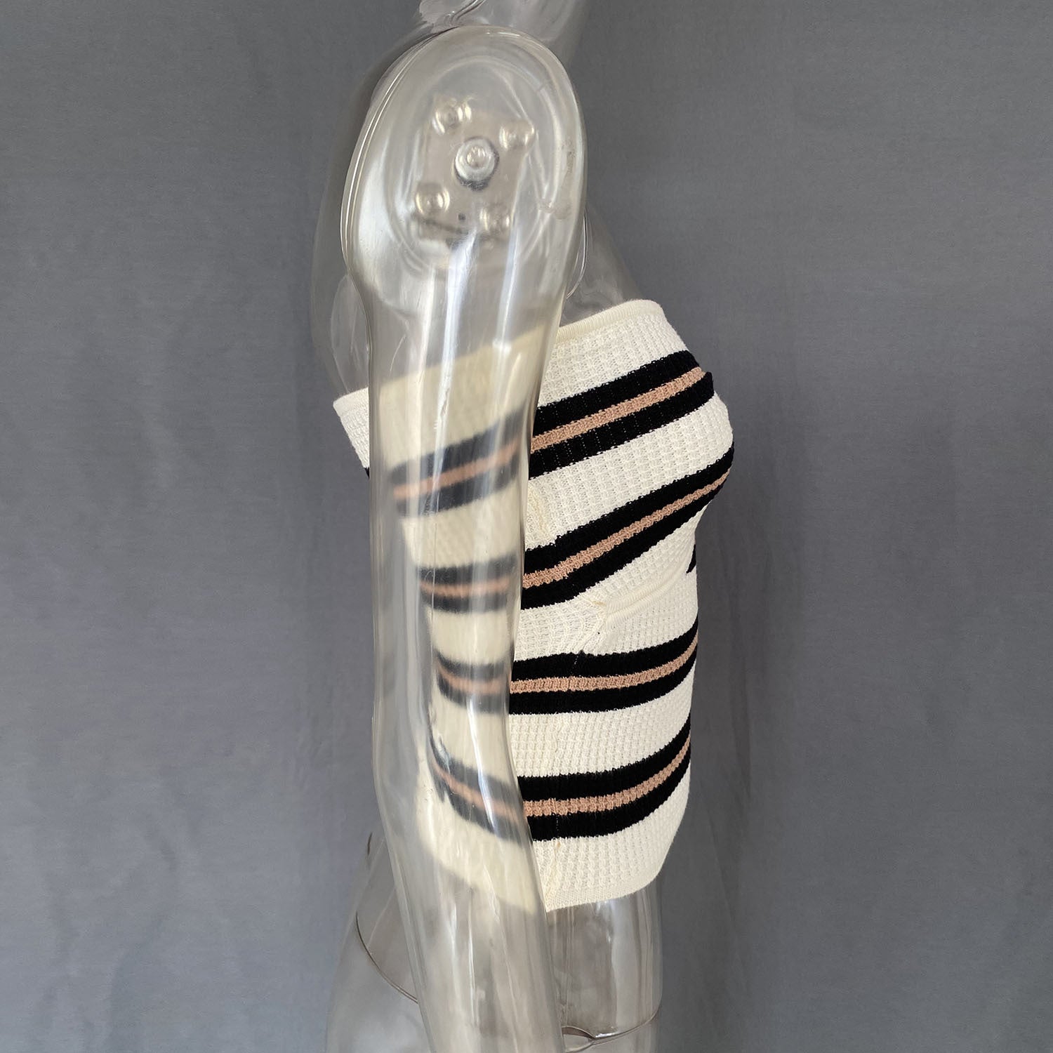 Spring Summer Women's Striped Sexy Hollow Strapless Knitting Vest 35