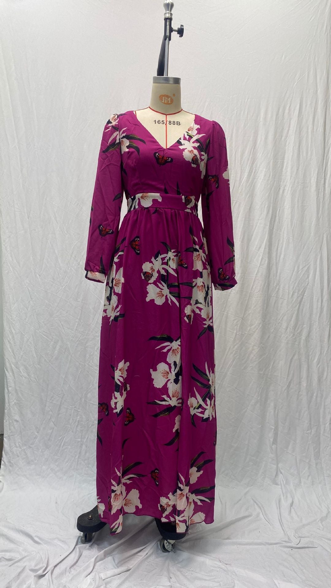 Summer V-neck Long Sleeve Printed Dress 3