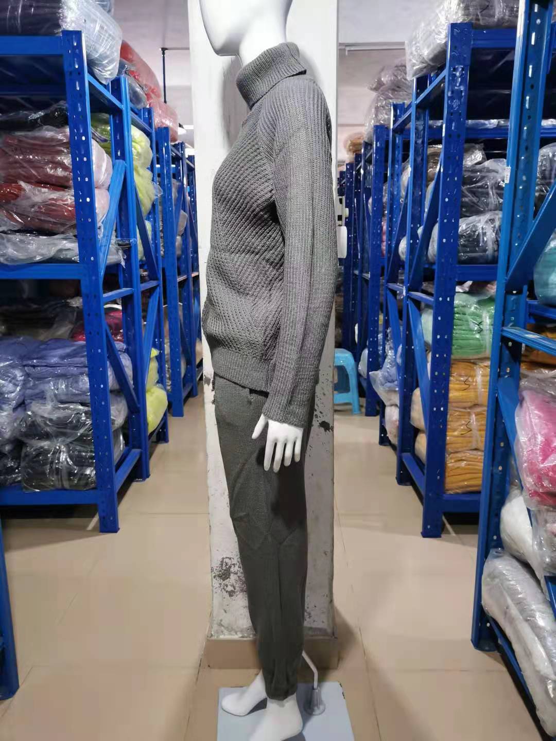 Women turtleneck Solid Casual sweater + trousers two-piece set 25