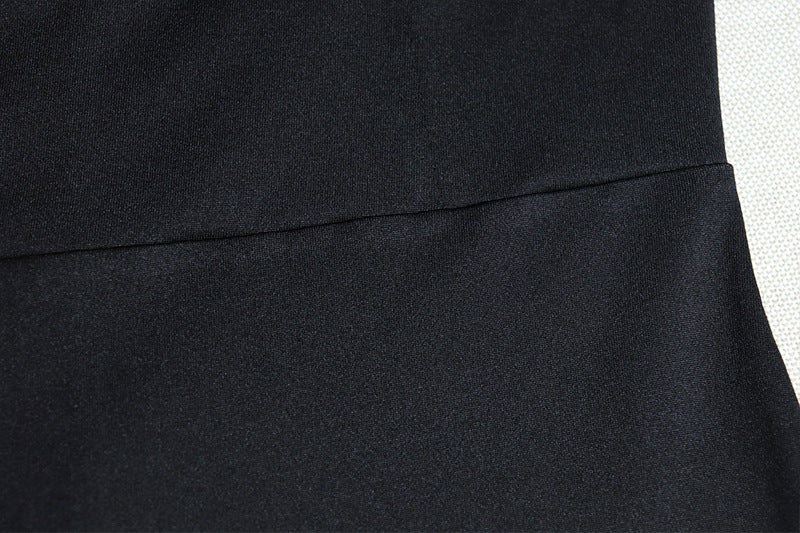 Fashionable Round Neck Solid Color Bell Bottom Sleeve Slit Slit Midi Dress 17