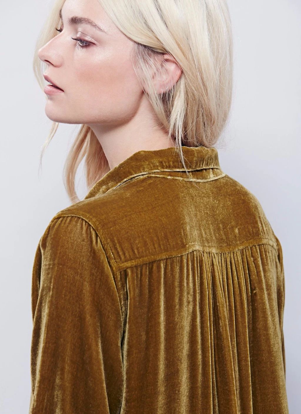 Autumn jacket women's V-neck loose long-sleeved velvet shirt dress 7