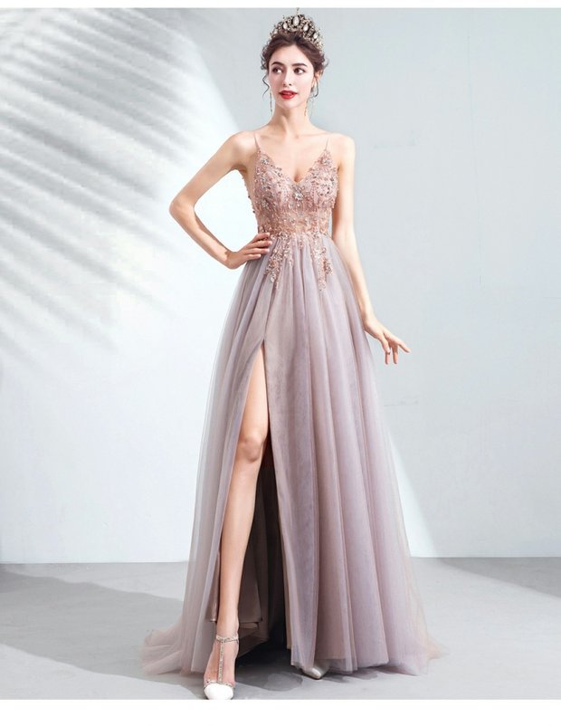Bridal Wedding Sexy Slim Fit Straps Formal Party Evening Dress（Processing time need 3-6 days）