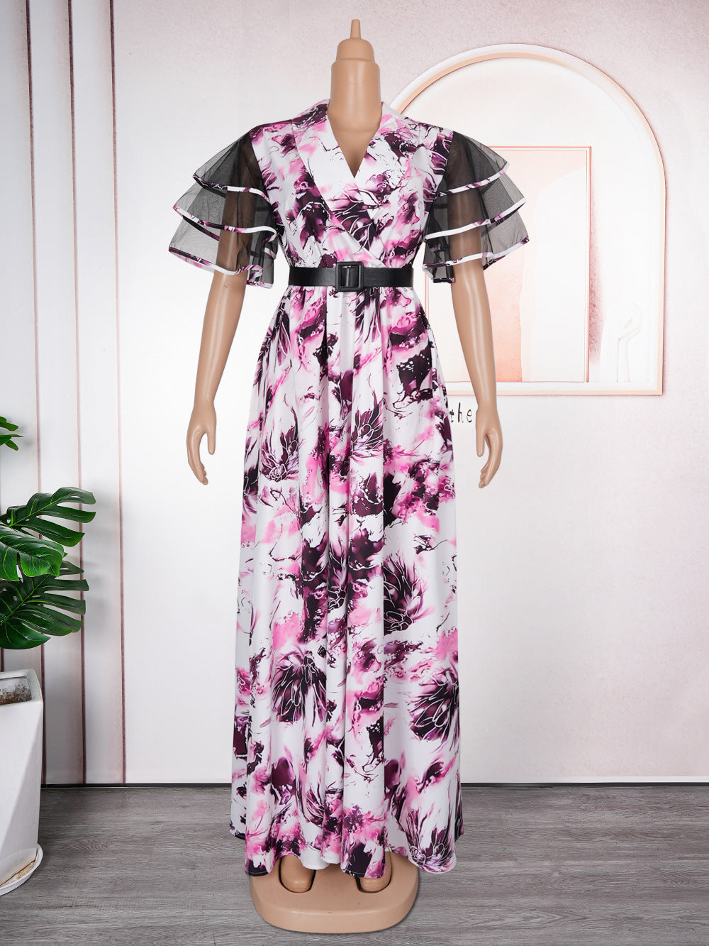 Plus Size African Women Printed Dress Puff Sleeve Long Dress 11