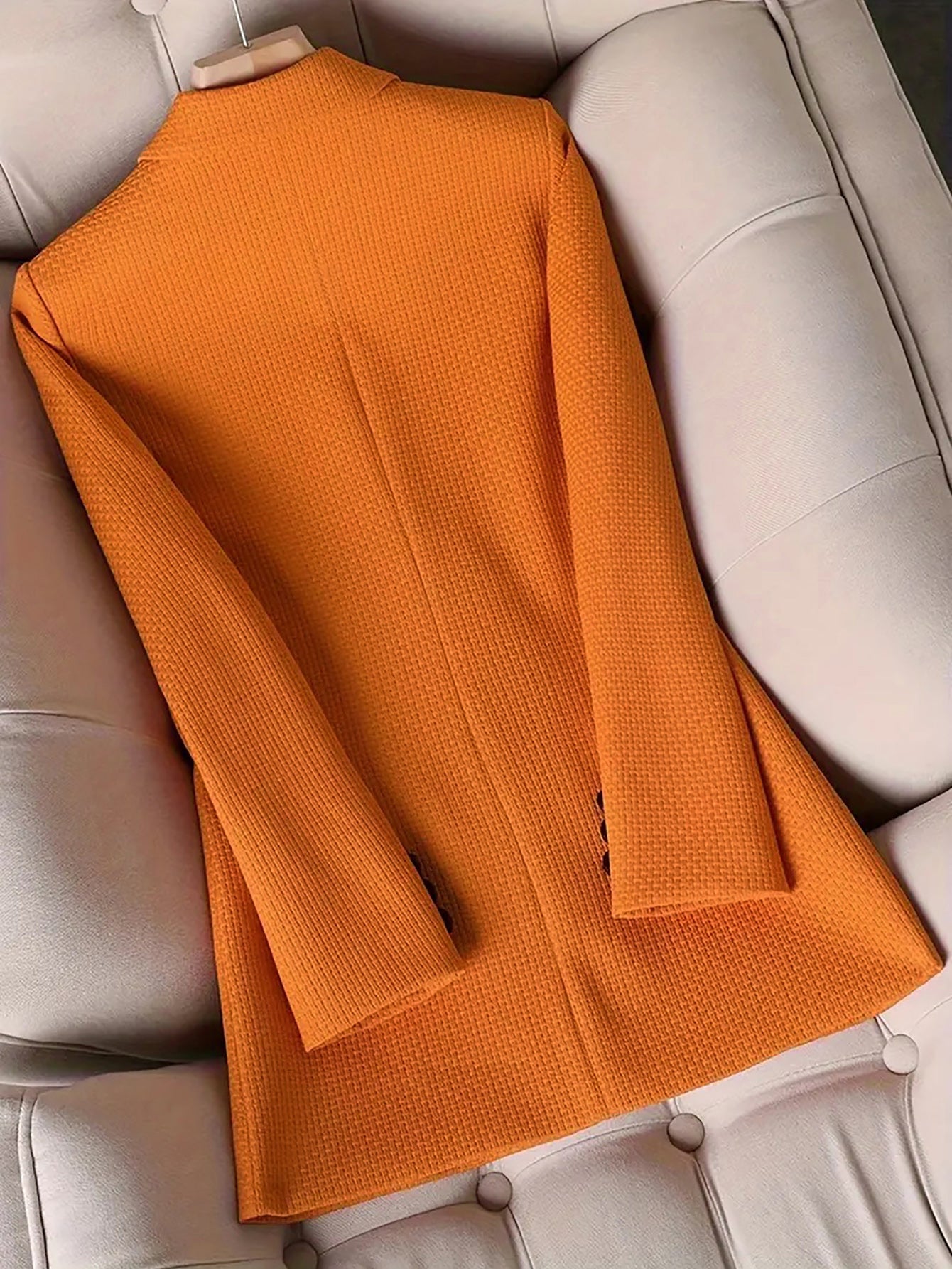 Women Turndown Collar Retro Elegant Career Button Blazer 13