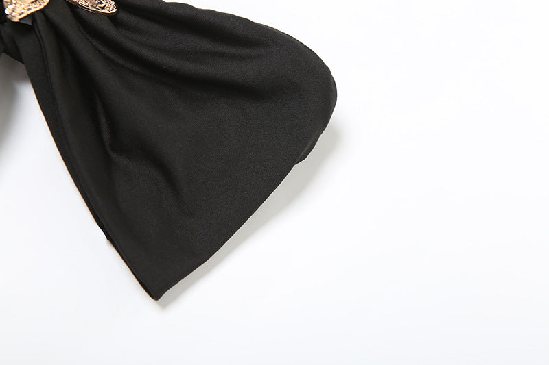 Women summer solid sexy lace-up strapless top and lace maxi skirt two-piece set 16