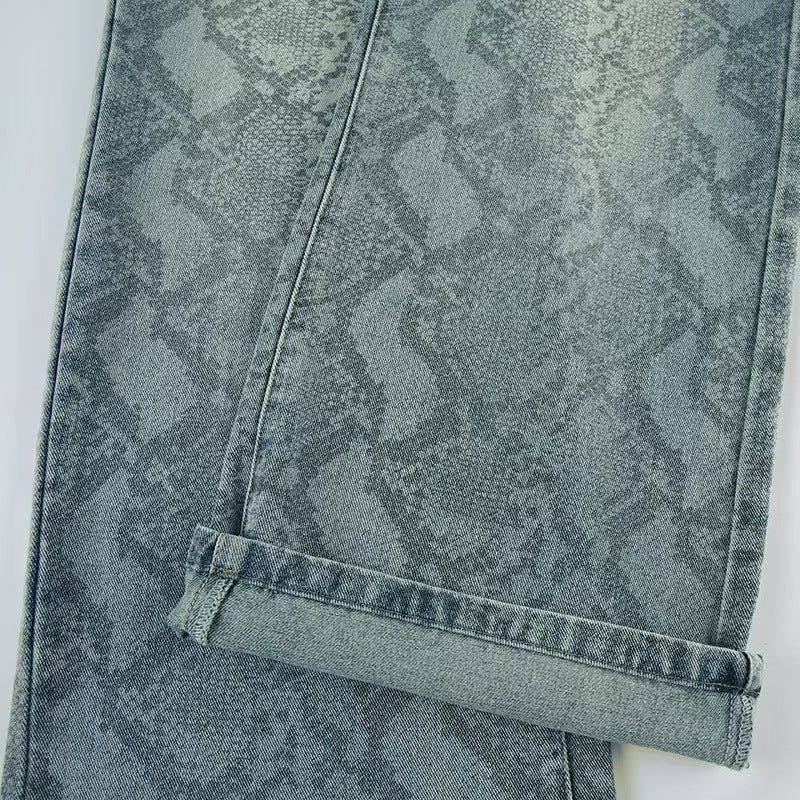 Women casual snake print denim Pant 19