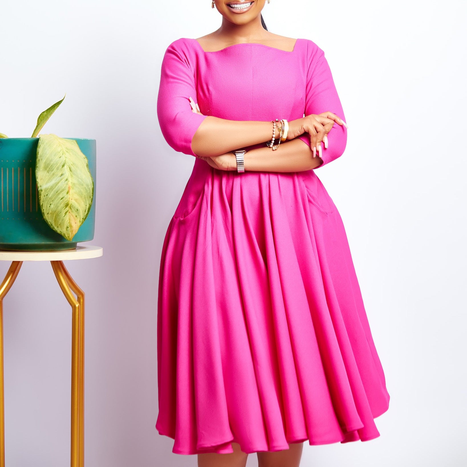 Women Autumn and Winter Pocket African Dress 9