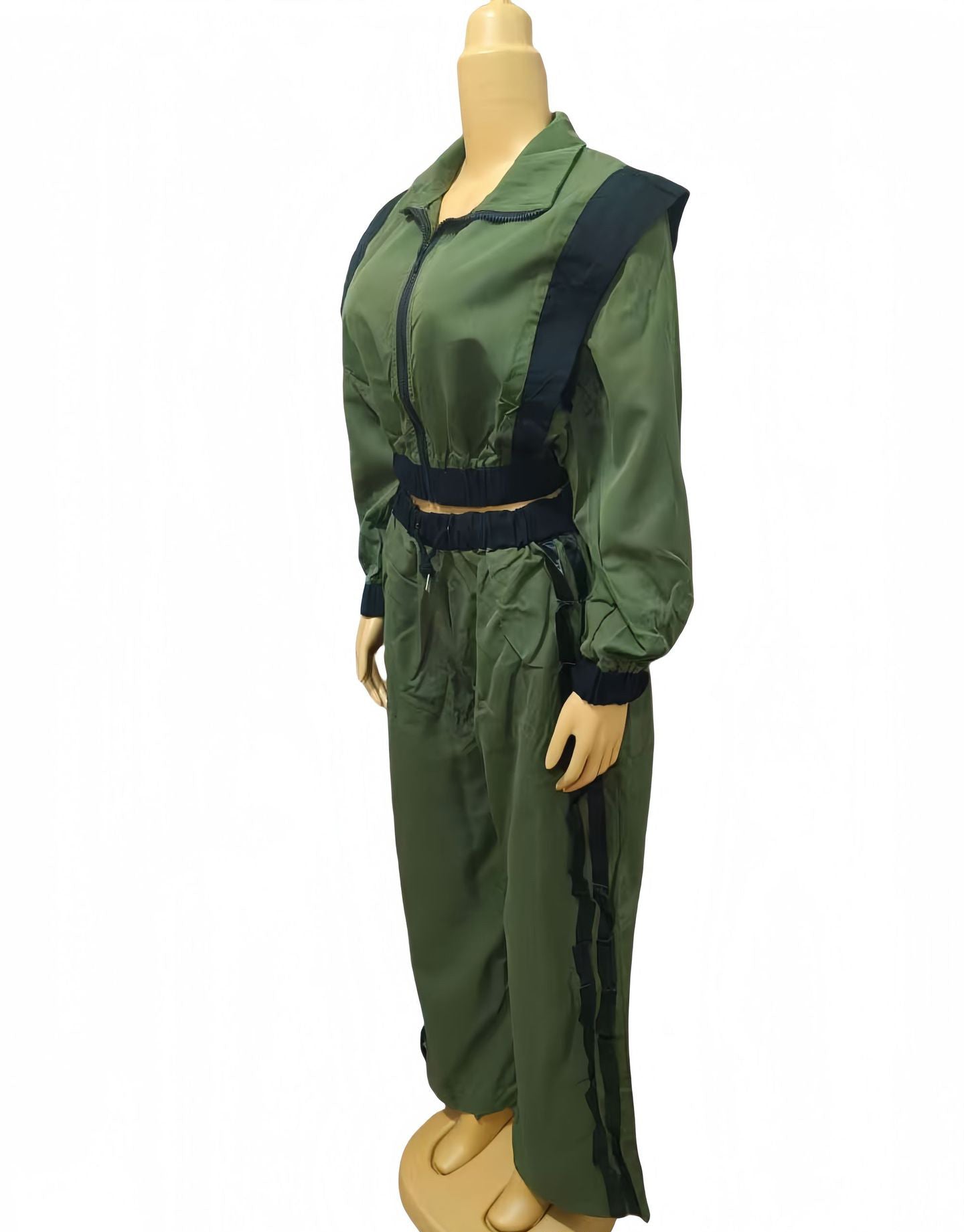 Women Contrast Color Casual Sleeveless Top and Wide Leg Pants Two-Piece Set 11