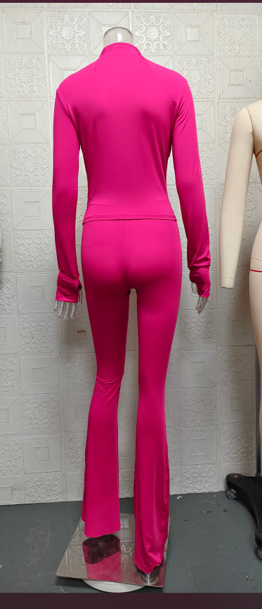 Spring/Summer Casual Sexy Tight-Fitting Bell Sleeve Two-Piece Pants Set 19