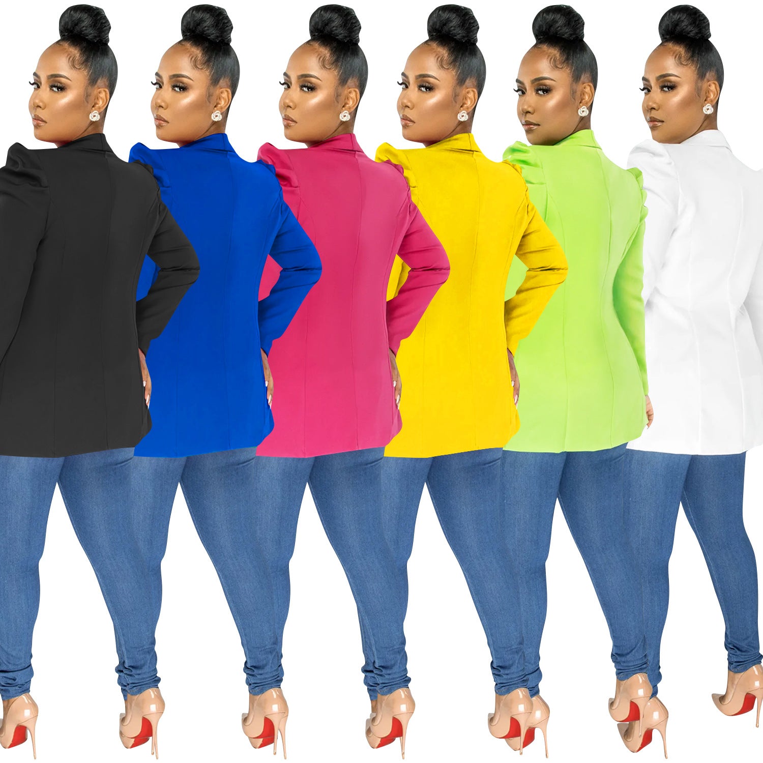 Fashion solid color women's ruffled long-sleeved blazer women 7