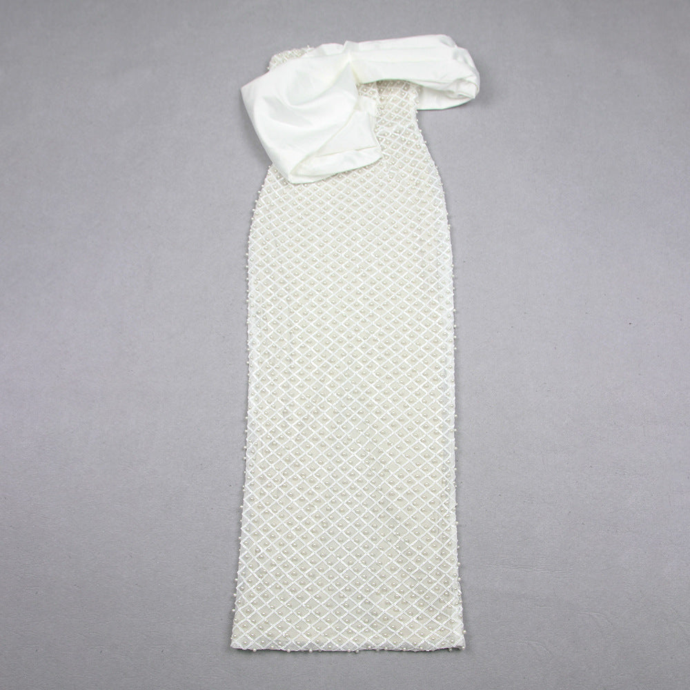 Women Sexy Strapless Beaded Dress 7