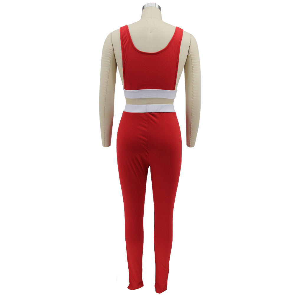 Women summer sexy vest and trousers Patchwork sports two-piece set 20