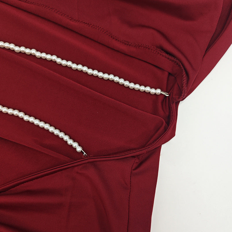 Women Sexy Halter Neck Backless Pile Neck Dress 32