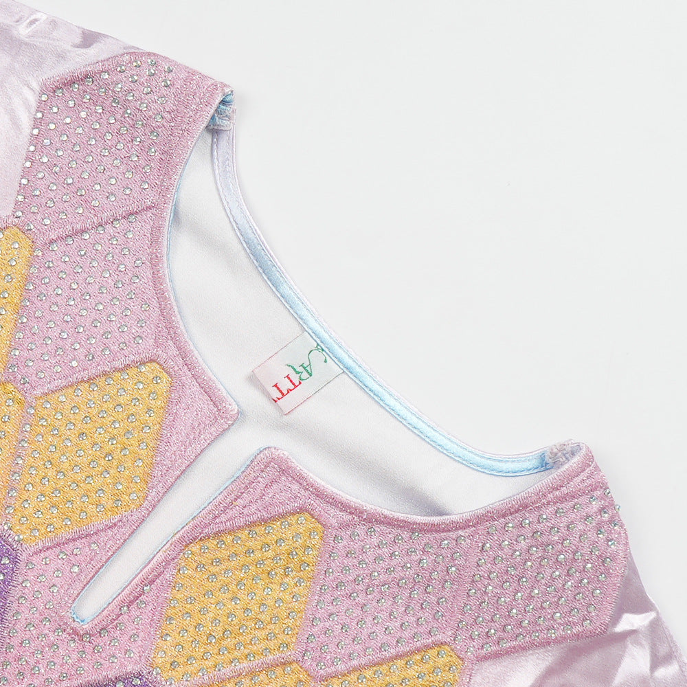 Plus-Size African Women Round Neck Embroidered Beaded Dress 8