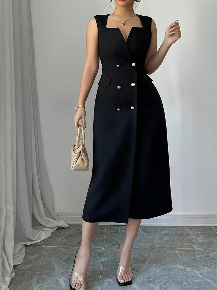 Women Summer V-Neck Slit Dress 6