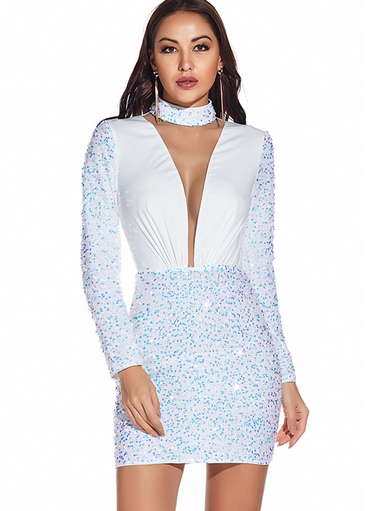 Sexy Long-Sleeved Sequin Women's Dress 4