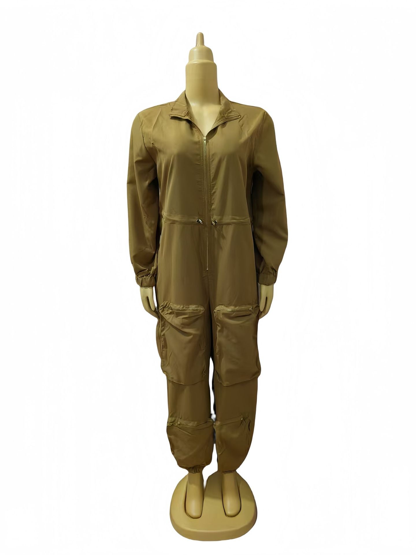 Plus Size Women Fashion Solid Pocket Sexy Jumpsuit 3