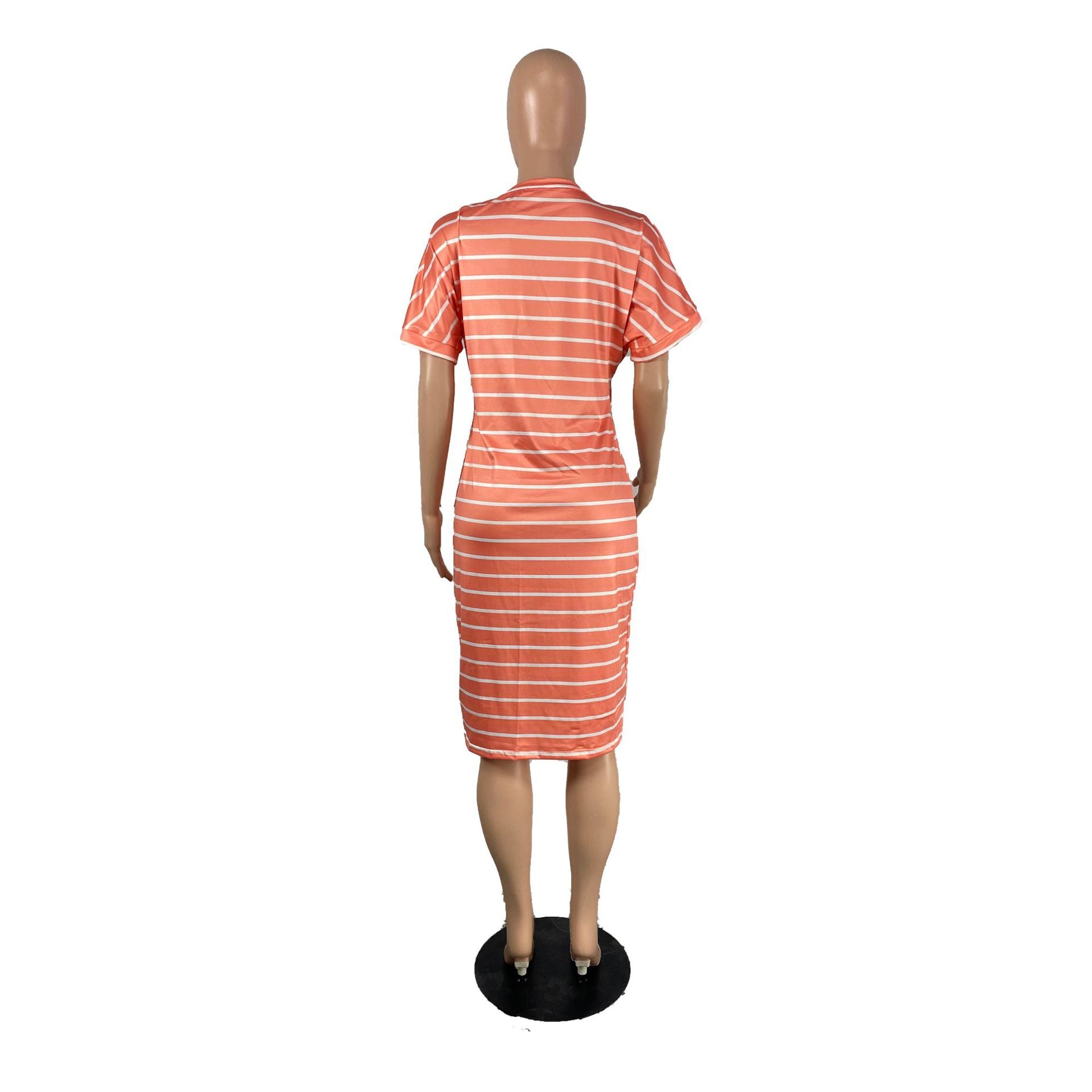 Women Striped Print V-Neck Casual Dress 10