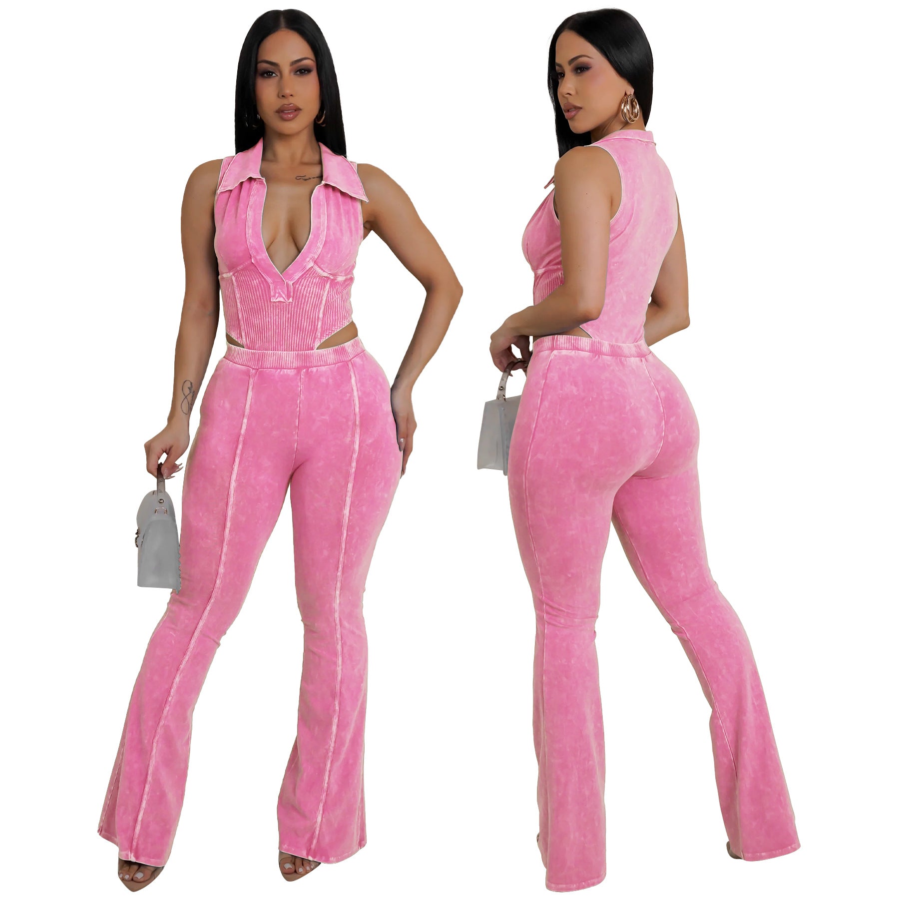 Fashion Women's Sexy Slim Sleeveless Two Piece Pants Set 5