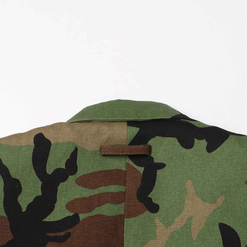 Women Style Camo Print Lace-up Blazer Jacket 15