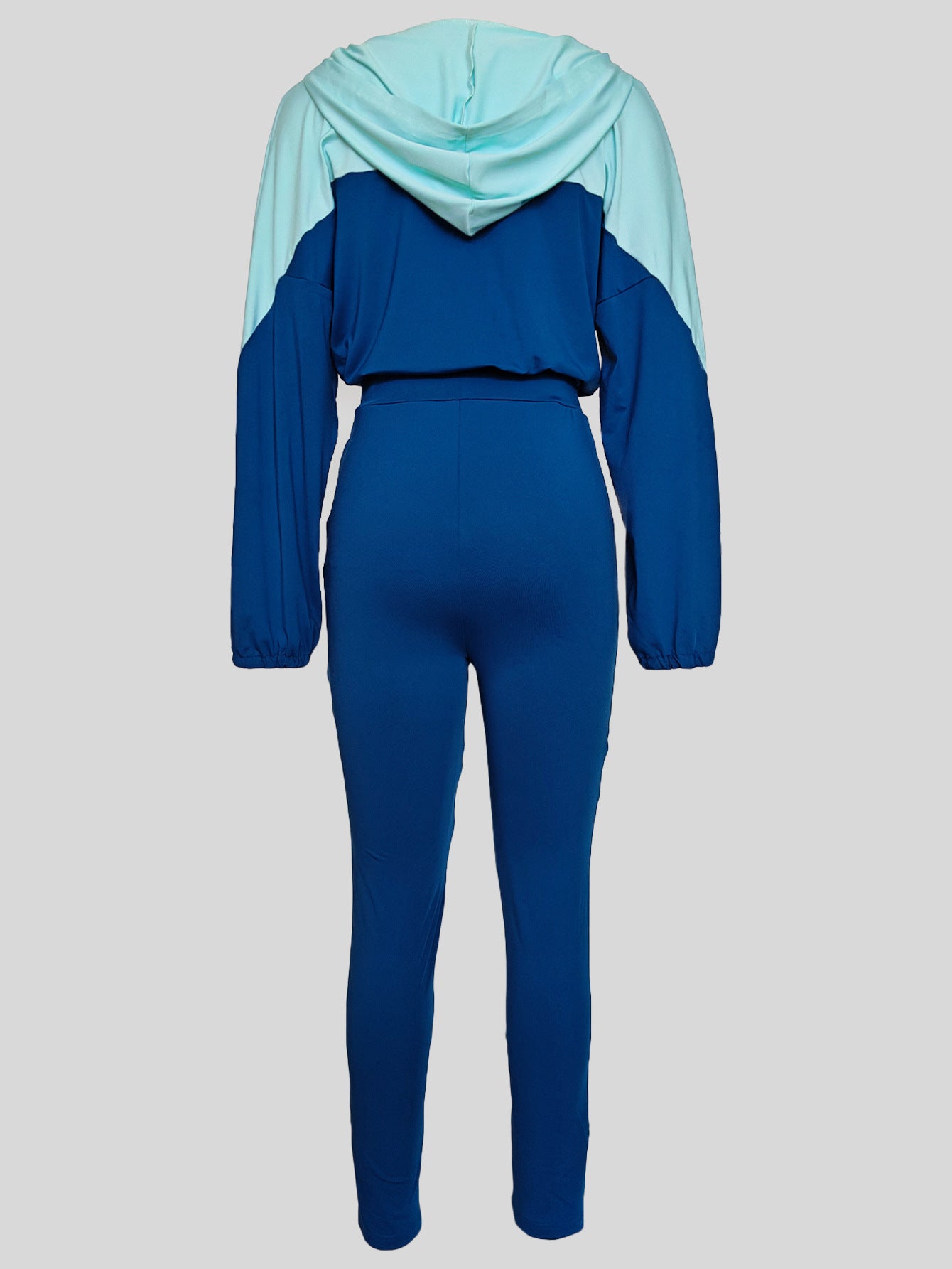 Women Casual Long Sleeve Patchwork Hooded Top and Pants 2-Piece Set 5