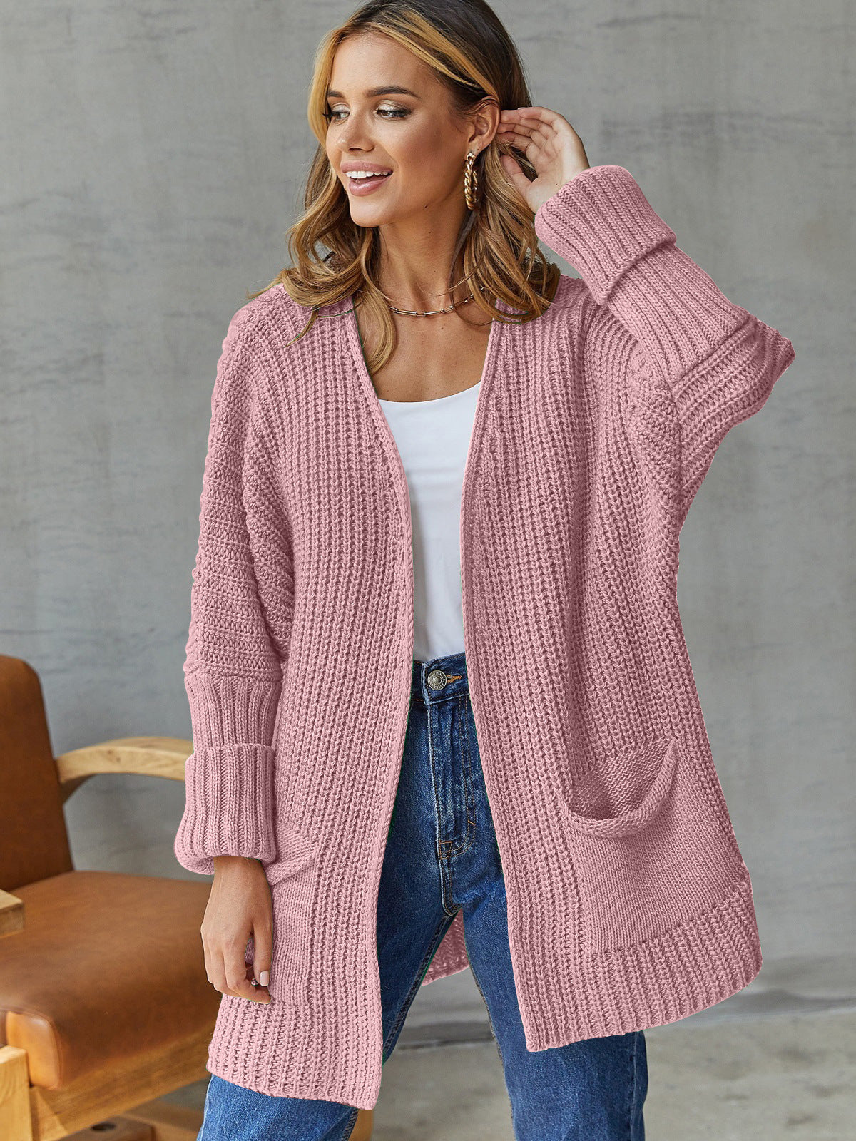 Knitting Sweater Women's Casual Style Loose Coat Plus Size Casual Cardigan 4