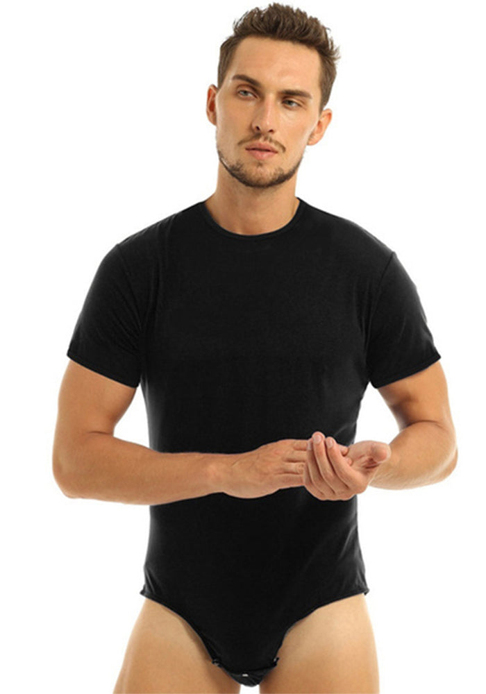 Short Sleeve Round Neck Tight Fitting Men's Bodysuit