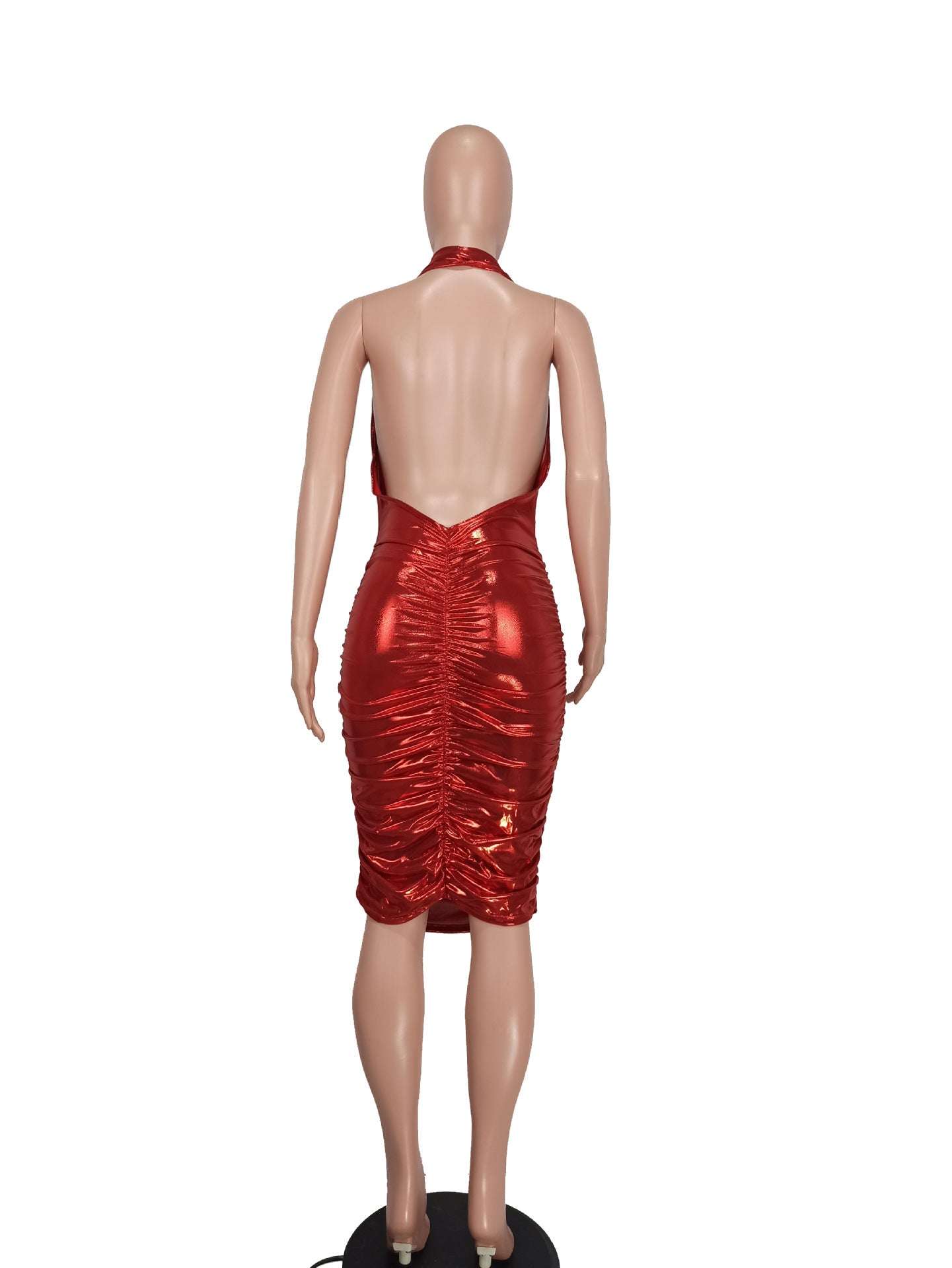 Ladies Sexy Low Neck Low Back Shiny Dress 16