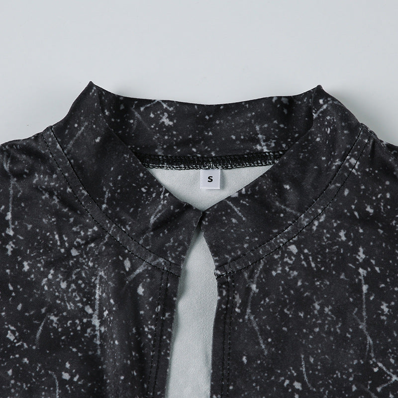 Sexy Women's Tie-Dye Print Short-Sleeved Lace-Up Crop Top Pleated A-Line Skirt Casual Two-Piece Set 12