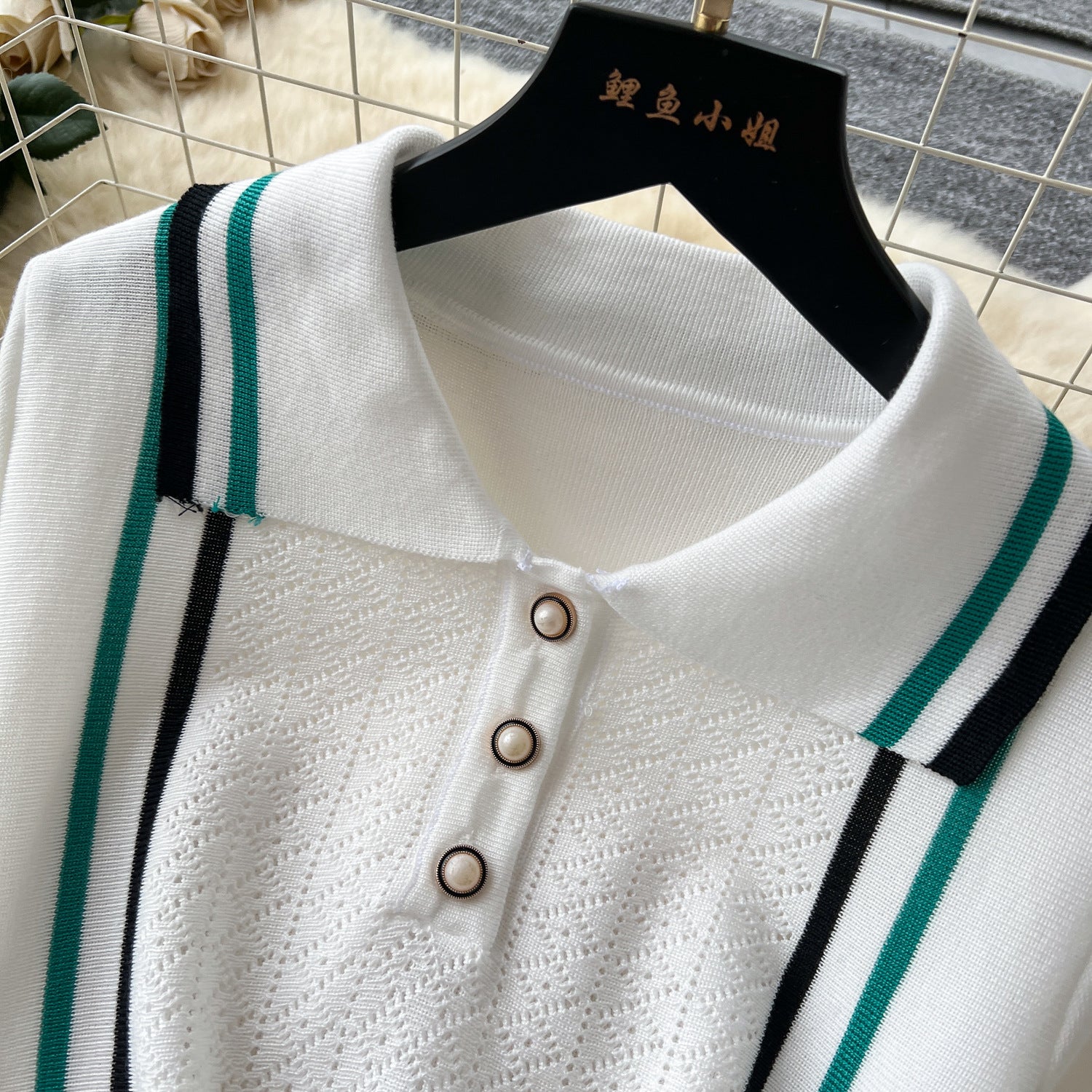 Women's Turndown Collar Contrast Slim Waist Slim Fit Ruffles Knitting Dress 9