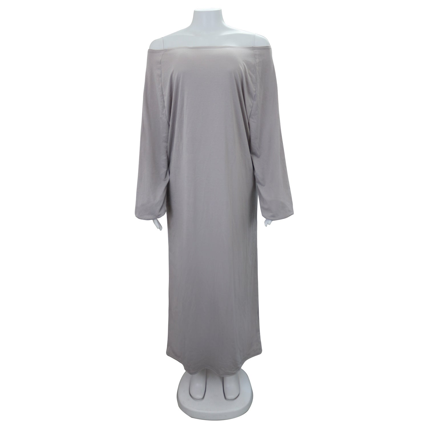 Plus Size Women Solid Off Shoulder Loose Dress 22