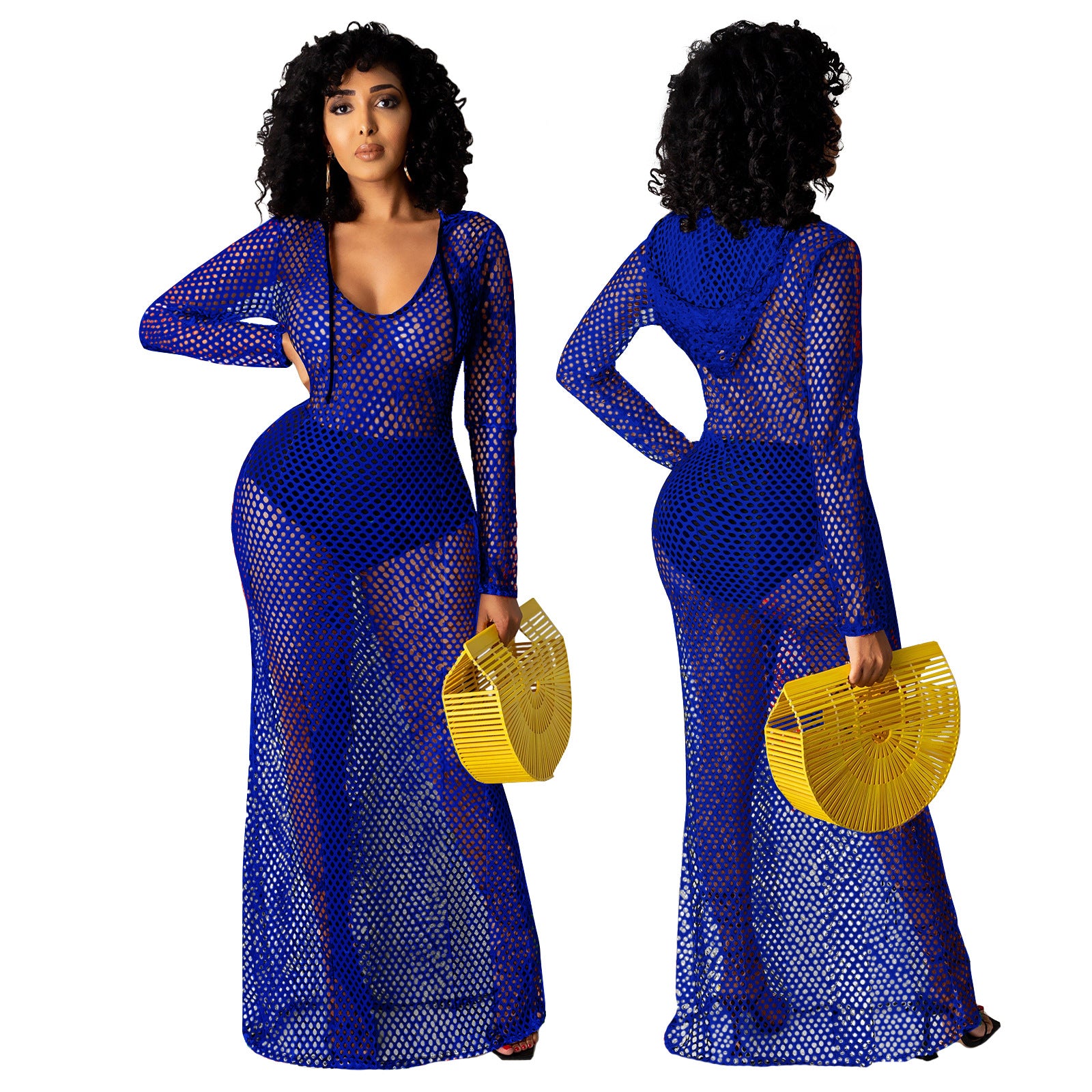 Women's Hollow See-Through Mesh Hooded Nightclub Dress 3