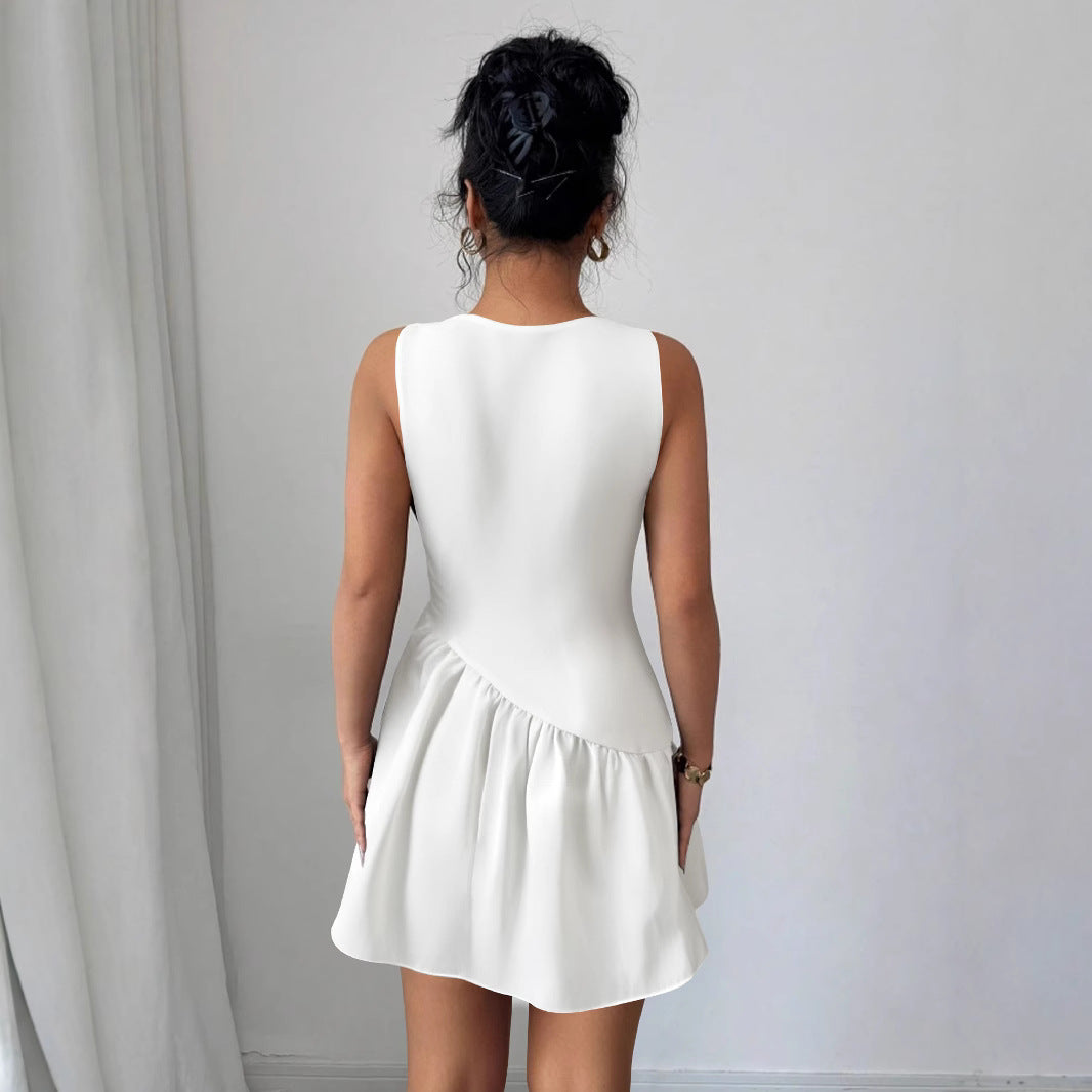 Summer Elegant Round Neck Floral Short Dress 5