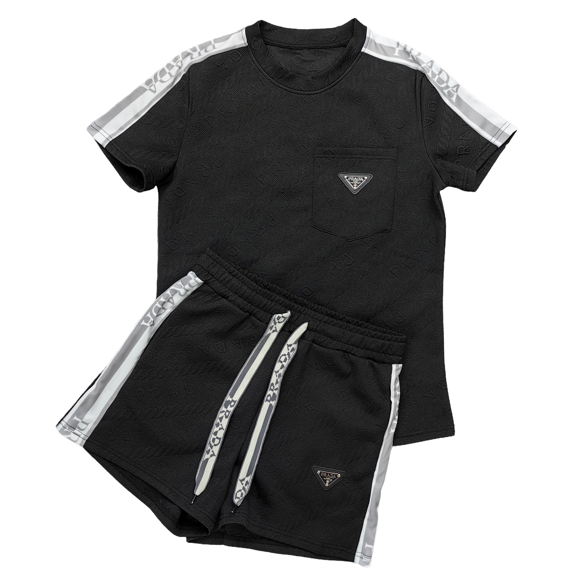 Women embossed short sleeve Top and shorts two-piece set 20