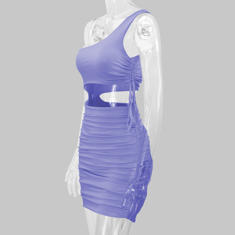 Women sexy hollow pleated Bodycon Dress 16