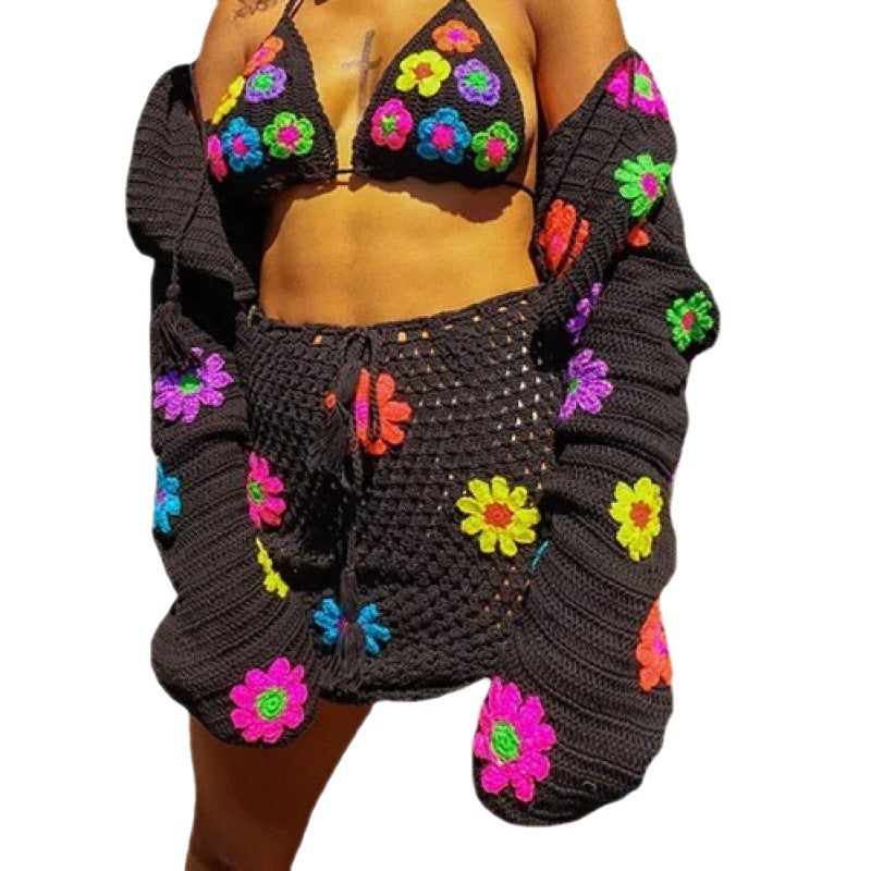 Summer Casual Crochet Knitting Skirt Set 17