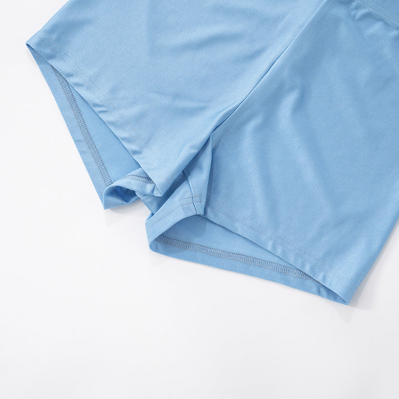 Women summer sexy Solid Round Neck short-sleeved T-shirt Top and shorts two-piece set 24