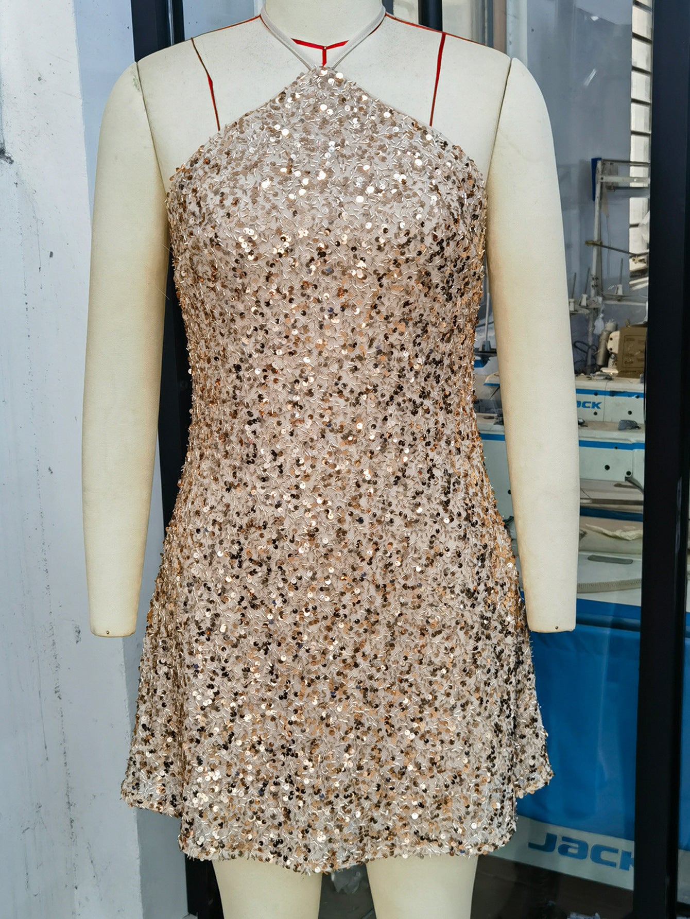 Women sexy Backless sequin dress 7