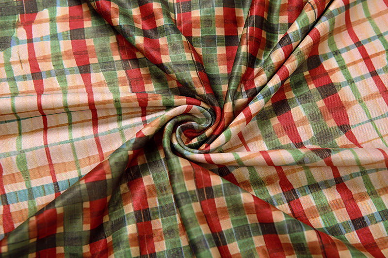 Women's Autumn Slim Fit Check Print Long Sleeve Bodycon Short Dress 16