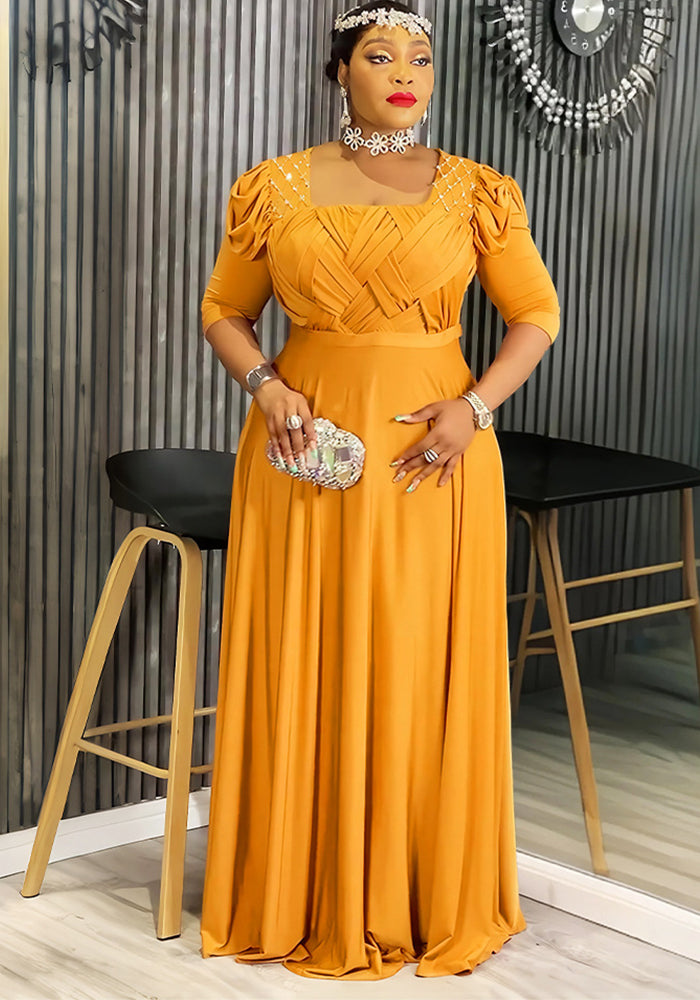 Plus-size African Women beaded dress