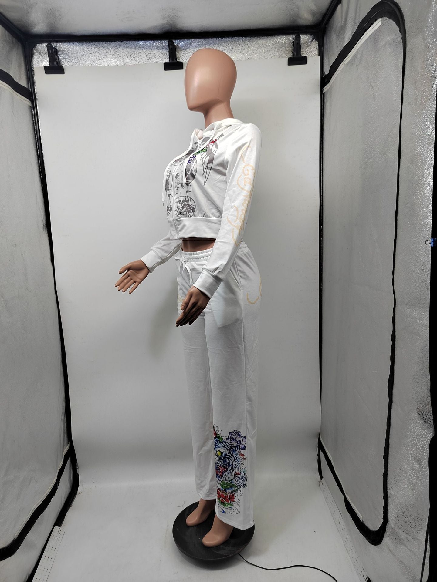 Women's Fashion Positioning Print Hoodies Casual Pants Two Piece Set 19