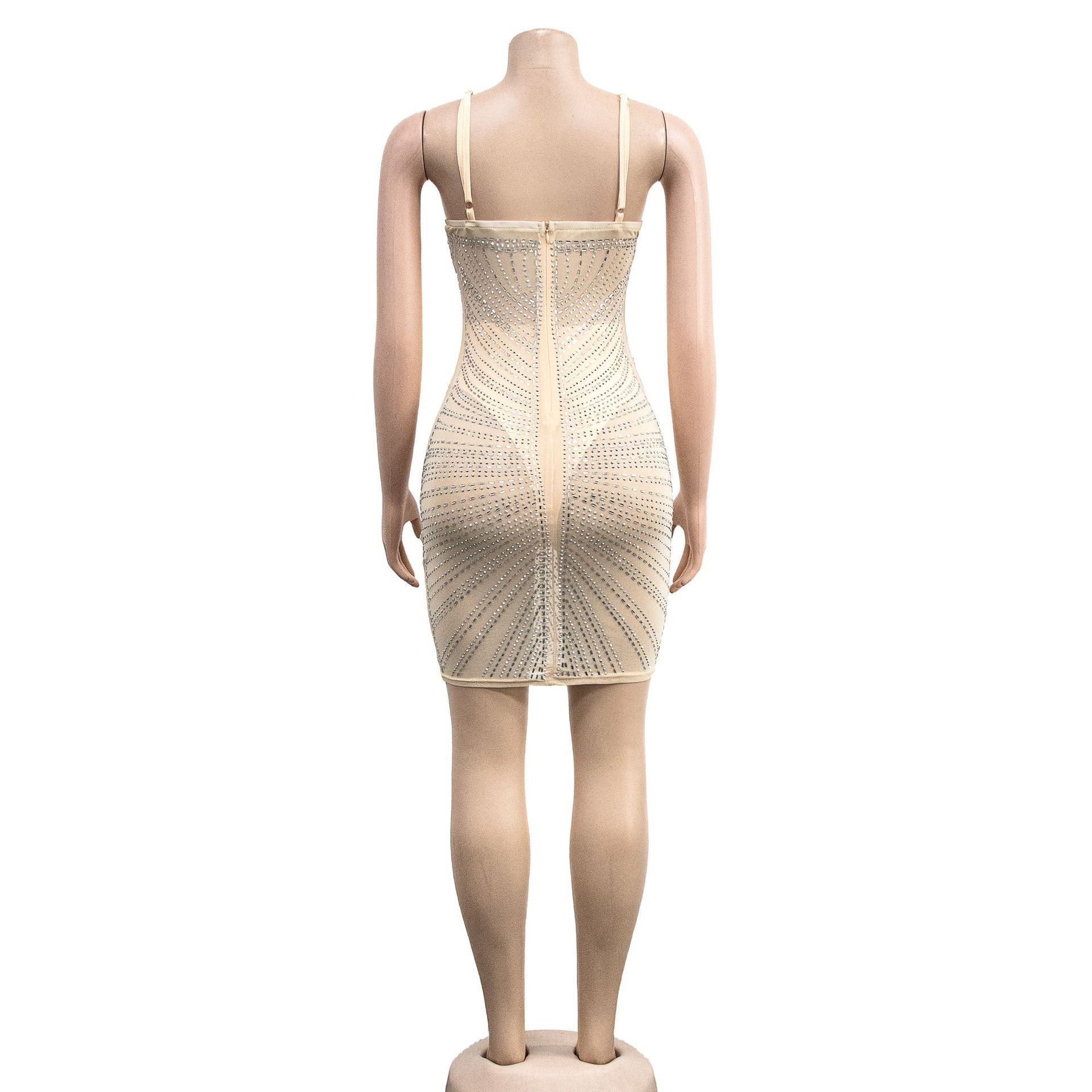 Women's Fashion Beaded Mesh straps Sleeveless club Dress 22