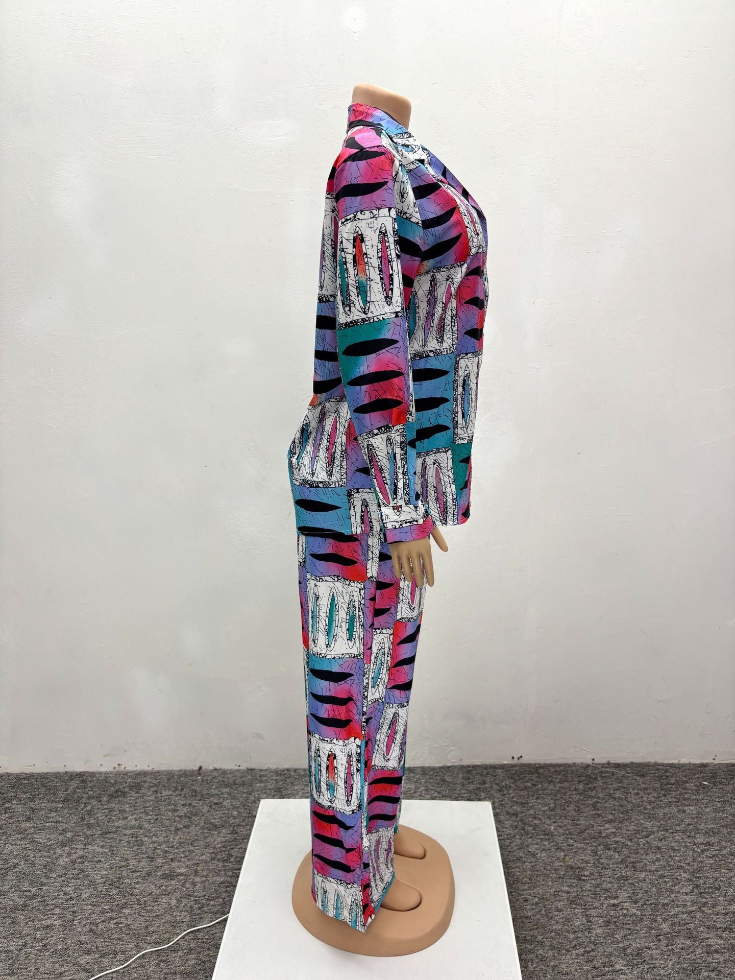 Women Africa Casual Print Long Sleeve Shirt and Pants Two-Piece Set 9