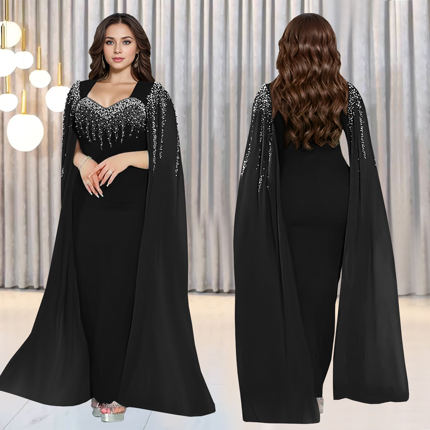 Women's Elegant Chic Beaded Fashionable Evening Dress