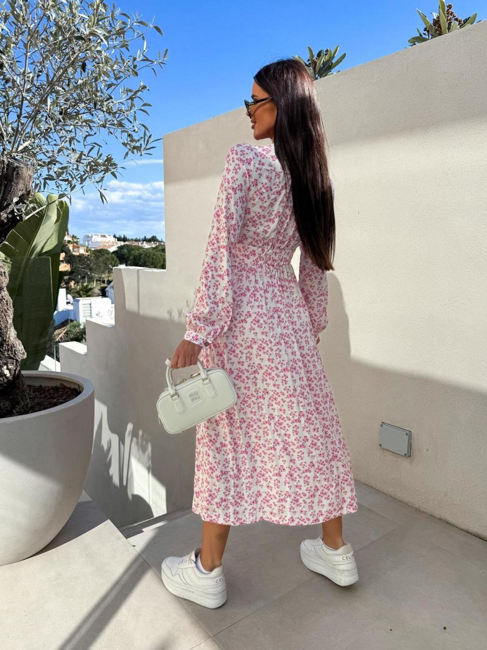 Long-Sleeve Floral Slim Waist Casual Dress 11