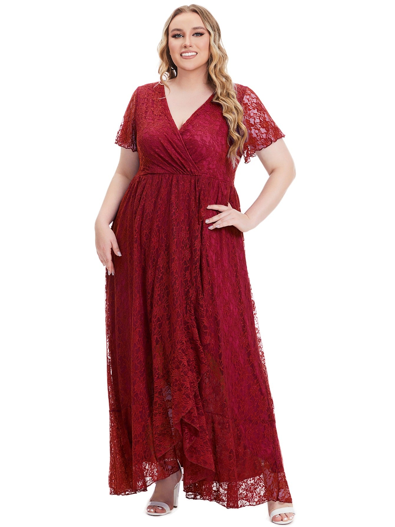 Plus Size Women's Evening Dress Lace Bridesmaid Dress 7