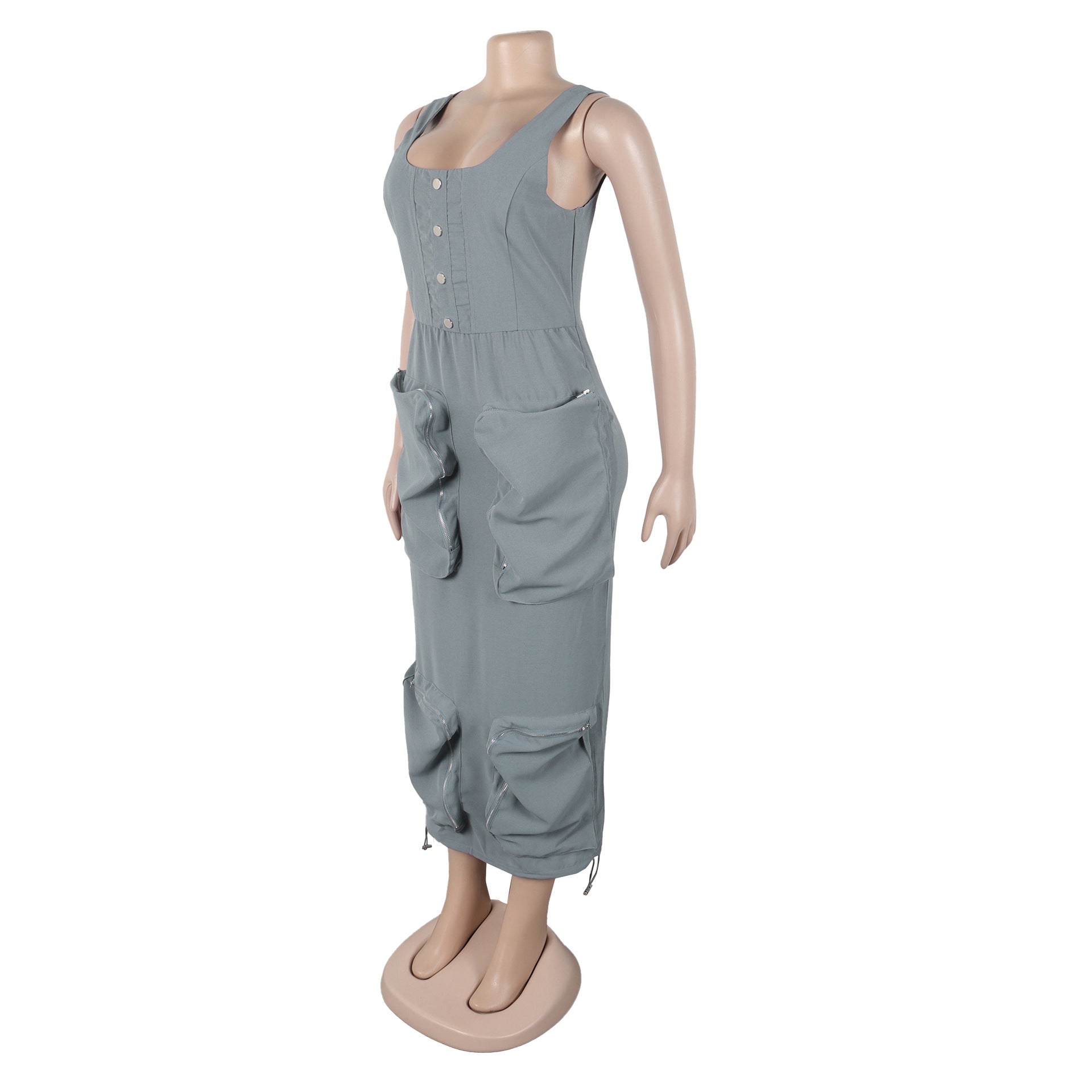 Women Elegant Casual Cargo Sleeveless Dress 5