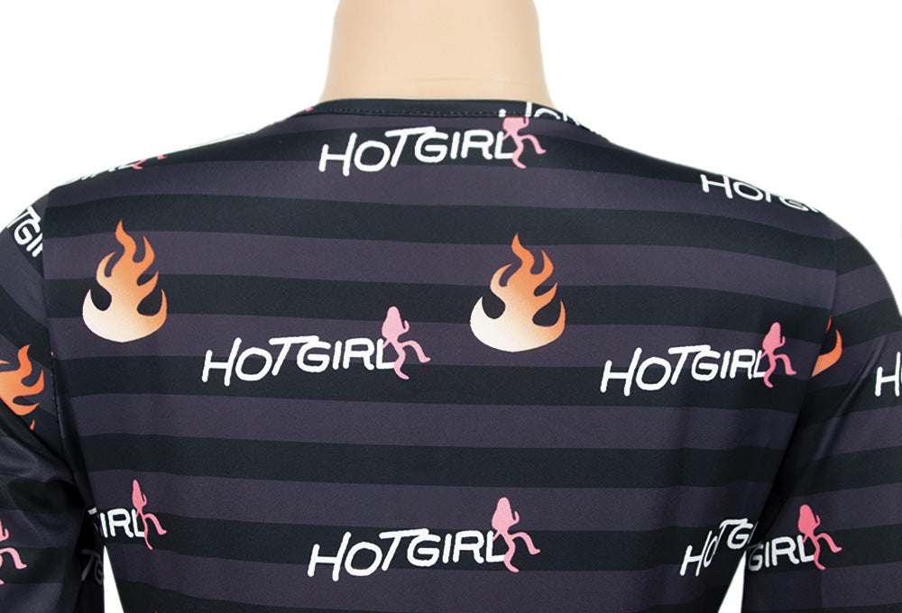 Women Round Neck Long Sleeve Printed Jumpsuit 27