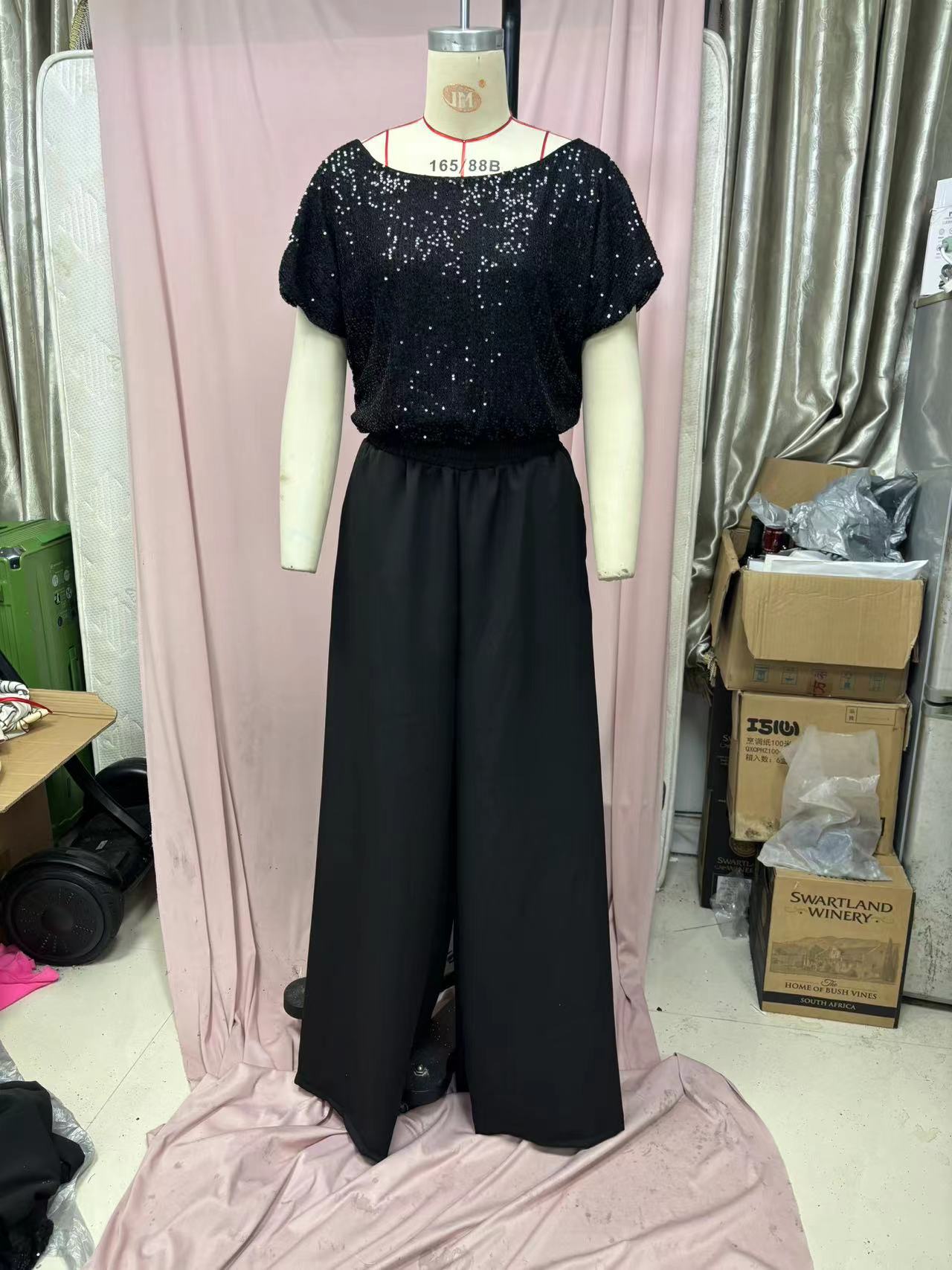 Spring One-Piece Sequin Fashion Short-Sleeved Casual Jumpsuit 7