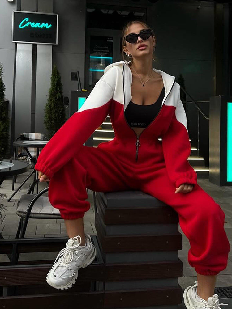 Women Sports Casual Contrast Jumpsuits 8